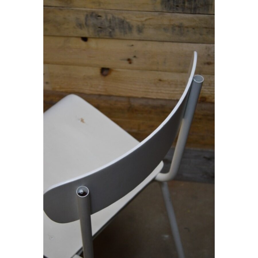 Retro design buizenframe slaapkamerstoeltje met pagwood zitting - wit geschilderd-6