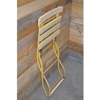 thumb-Antieke robuuste bistrostoel Taubmann – geel ijzeren frame met hout-7