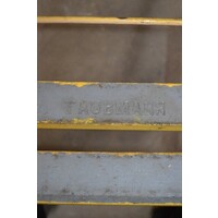 thumb-Antieke robuuste bistrostoel Taubmann – geel ijzeren frame met hout-6