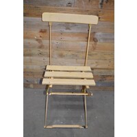 thumb-Antieke robuuste bistrostoel Taubmann – geel ijzeren frame met hout-2