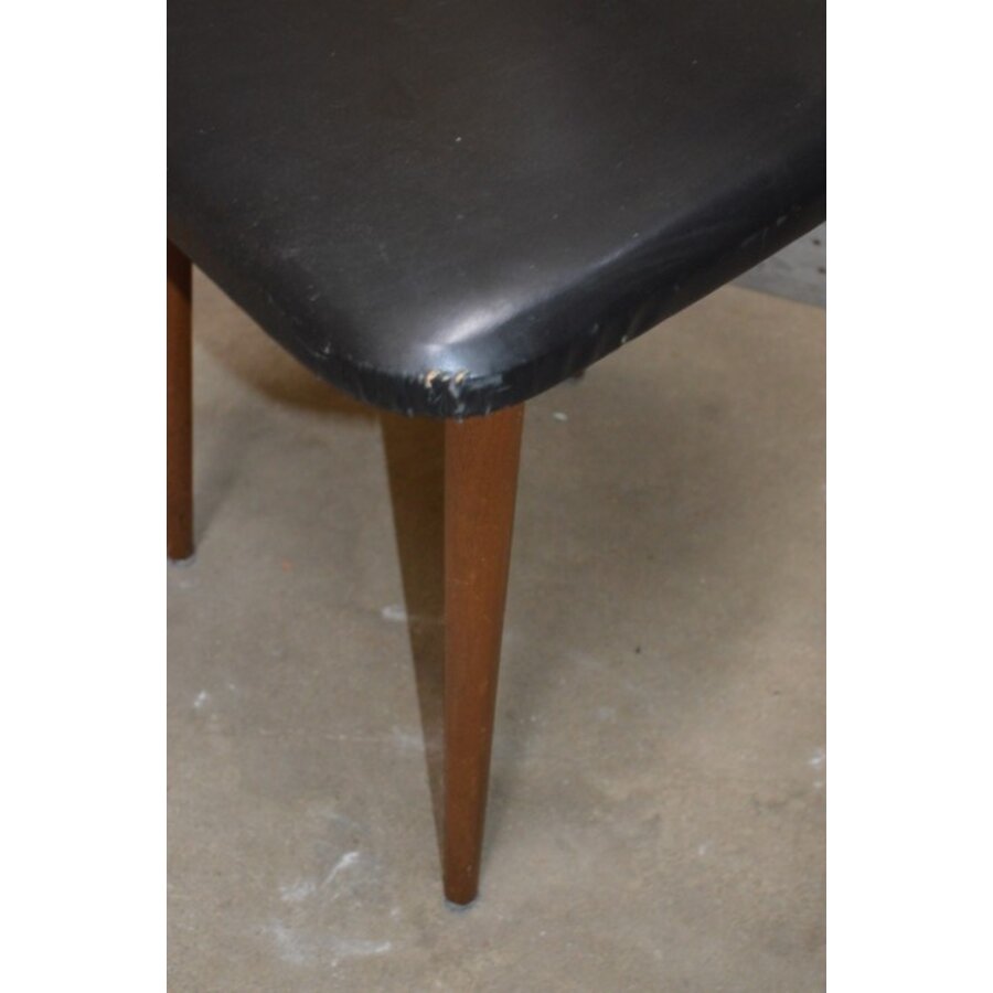 Retro stoeltje teak met zwarte bekleding-6