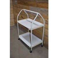 thumb-Zeldzame vintage Brabantia serveerwagen met 2 uitneembare dienbladen – wit-1