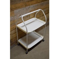 thumb-Zeldzame vintage Brabantia serveerwagen met 2 uitneembare dienbladen – wit-5