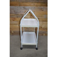 thumb-Zeldzame vintage Brabantia serveerwagen met 2 uitneembare dienbladen – wit-6
