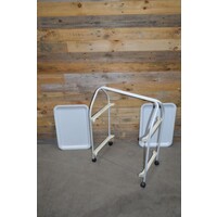 thumb-Zeldzame vintage Brabantia serveerwagen met 2 uitneembare dienbladen – wit-7