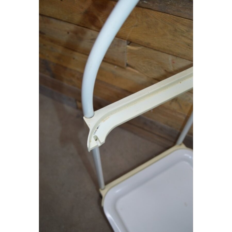 Zeldzame vintage Brabantia serveerwagen met 2 uitneembare dienbladen – wit-8