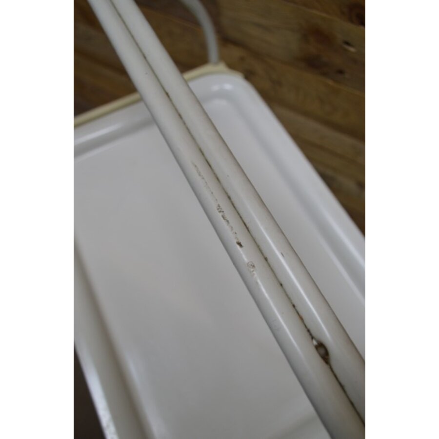 Zeldzame vintage Brabantia serveerwagen met 2 uitneembare dienbladen – wit-9