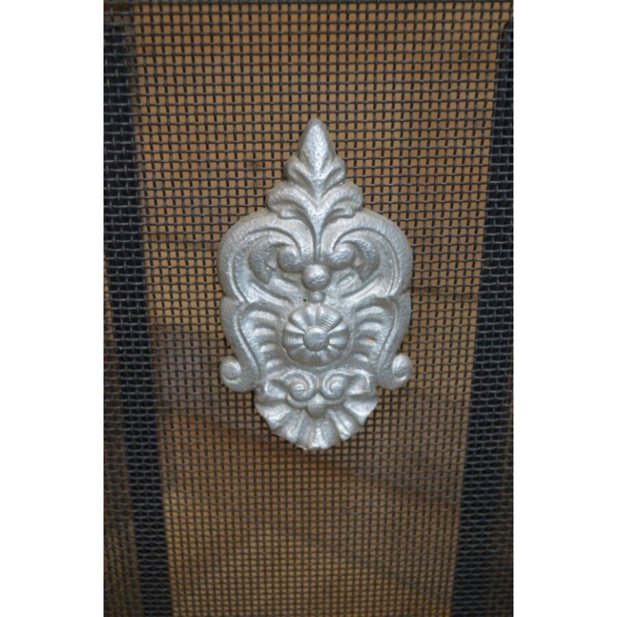 Vintage zwart metalen vonkenscherm (3-luik)-3