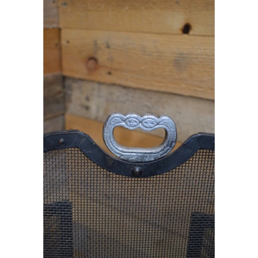 Vintage zwart metalen vonkenscherm (3-luik)-4
