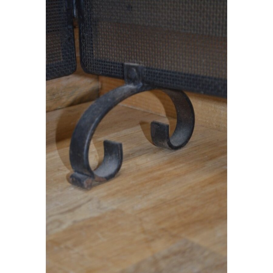 Vintage zwart metalen vonkenscherm (3-luik)-6