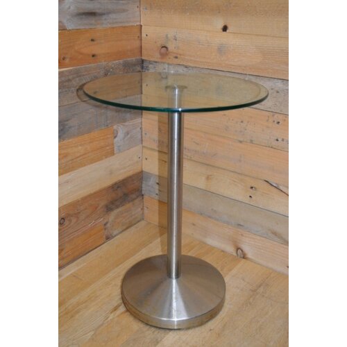 Rond bijzettafeltje glazen blad metalen poot 