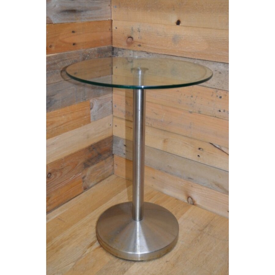 Rond bijzettafeltje glazen blad metalen poot-1