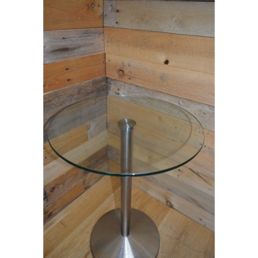 Rond bijzettafeltje glazen blad metalen poot-5