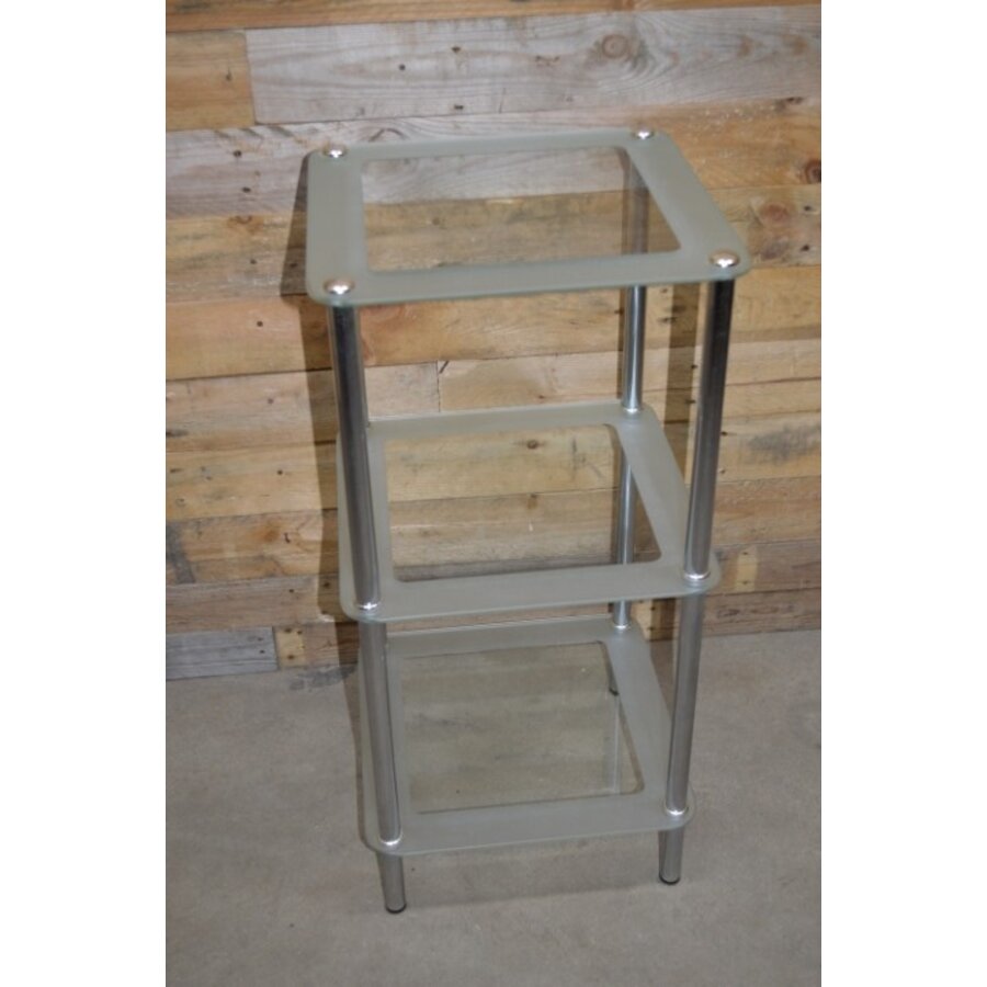 Modern chromen badkamerrek met 3 glazen legplanken-3
