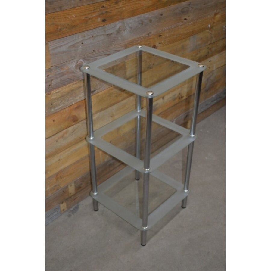 Modern chromen badkamerrek met 3 glazen legplanken-4