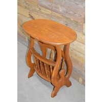 thumb-Teak houten bijzettafeltje of ovalen lectuurbak-1