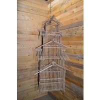 thumb-Antieke bamboe en houten vogelkooi in pagodevorm-2