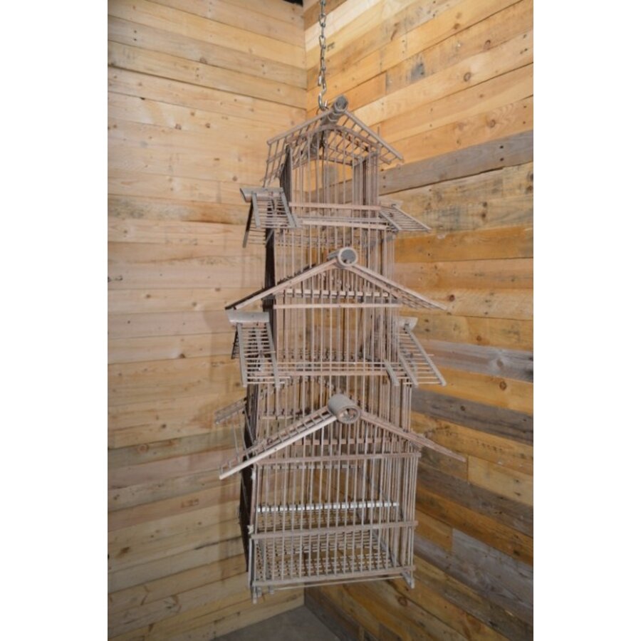 Antiek houten pagode vogelkooitje-2