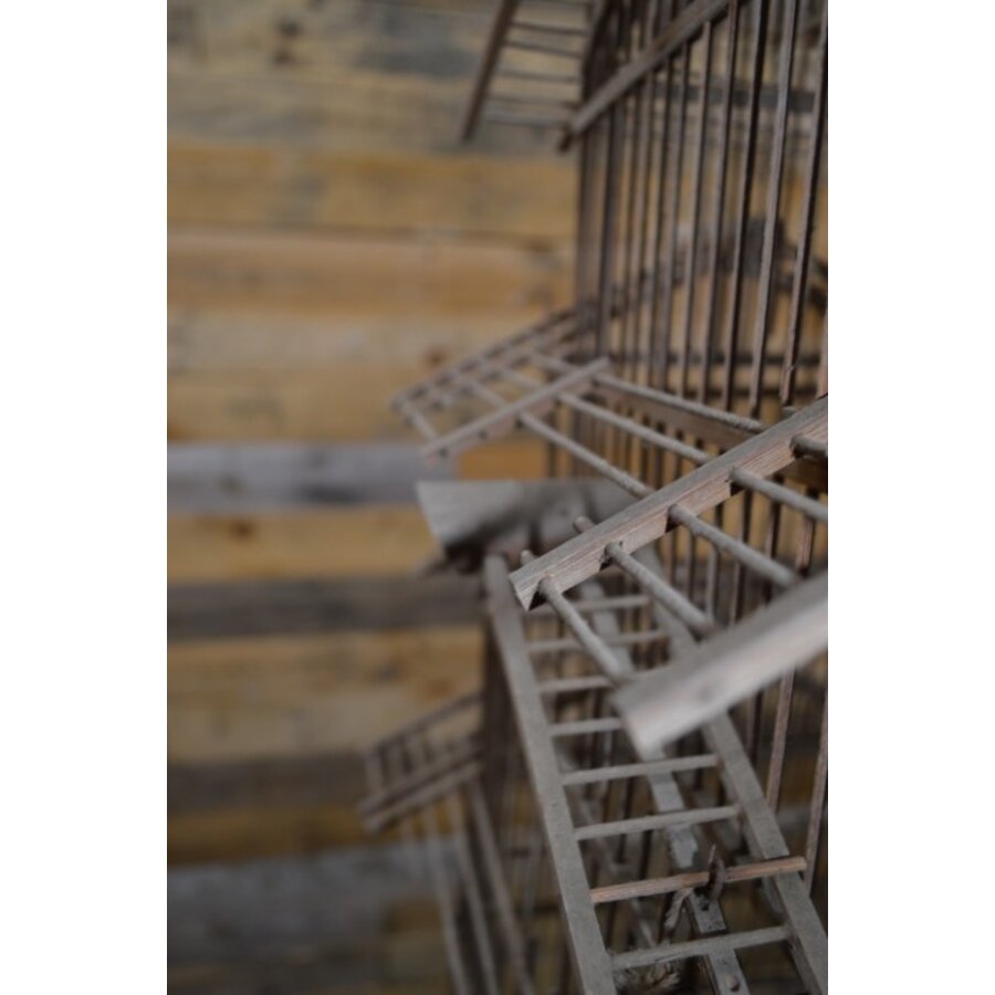 Antiek houten pagode vogelkooitje-6