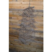 thumb-Antiek houten pagode vogelkooitje-8