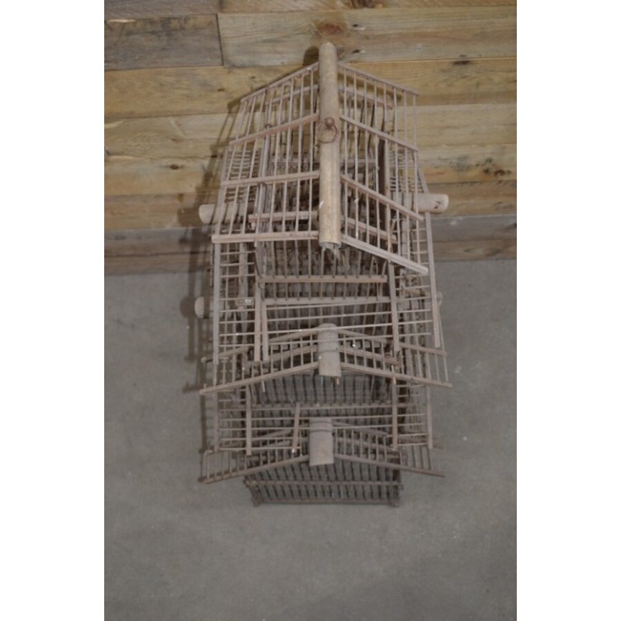 Antiek houten pagode vogelkooitje-9