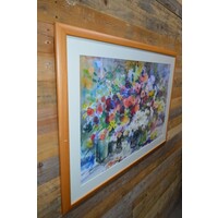 thumb-Ingelijste veelkleurige aquarel van wilde bloemen in vaas – J. Booy 1981-4