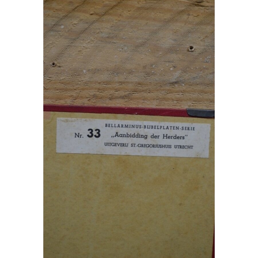Antieke Bellarminus schoolplaat nr. 33 – Aanbidding der herders – Jaren 60-9
