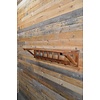LoodsVol, Tweedehands Brutalist eikenhouten boeren wandkapstok met hoedenplank – Jaren 50