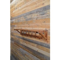 thumb-Brutalist eikenhouten boeren wandkapstok met hoedenplank – Jaren 50-1