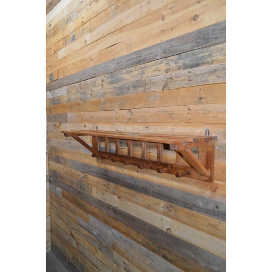 Brutalist Boeren wandkapstok massief eiken-1