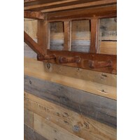 thumb-Brutalist eikenhouten boeren wandkapstok met hoedenplank – Jaren 50-5