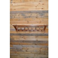 thumb-Brutalist eikenhouten boeren wandkapstok met hoedenplank – Jaren 50-7