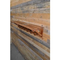 thumb-Brutalist eikenhouten boeren wandkapstok met hoedenplank – Jaren 50-8