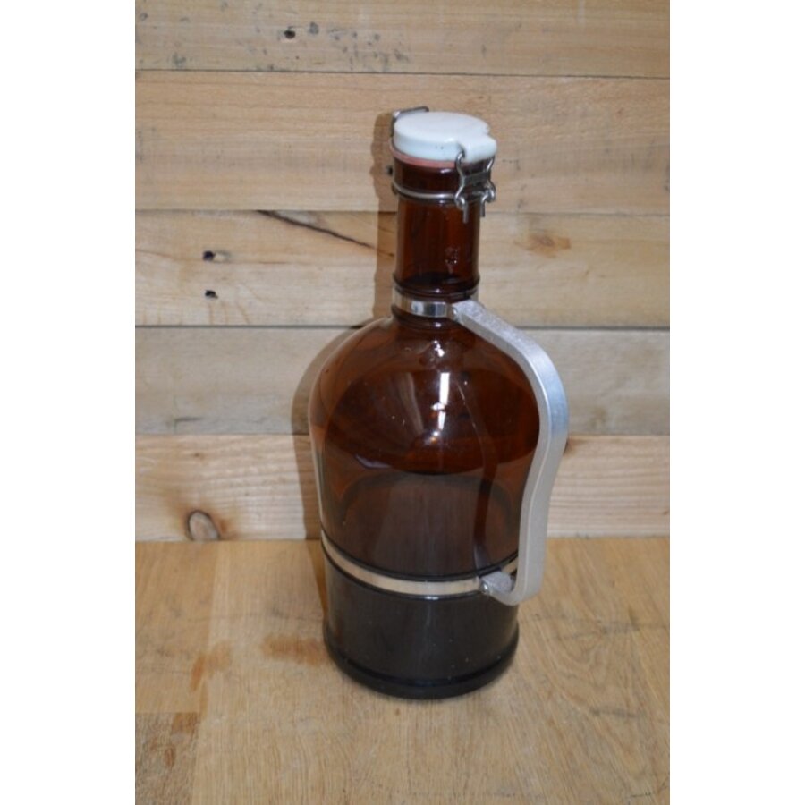 Grote 3 liter beugelfles Brauhaus Stephanus met metalen handgreep-4