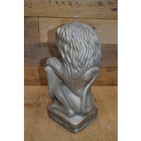 thumb-Tweedehands Betonnen leeuw met schild – tuinbeeld met karakter-5