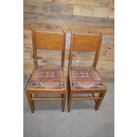 thumb-Set van 2 vintage blank eiken eetkamerstoelen – Jaren 50 retro stoelen-1