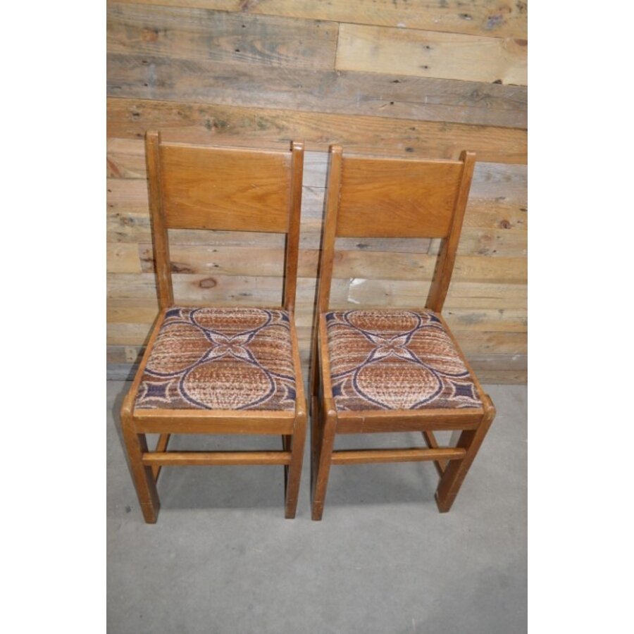 Set van 2 vintage blank eiken eetkamerstoelen – Jaren 50 retro stoelen-1
