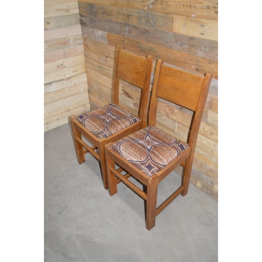 Set van 2 vintage blank eiken eetkamerstoelen – Jaren 50 retro stoelen-4