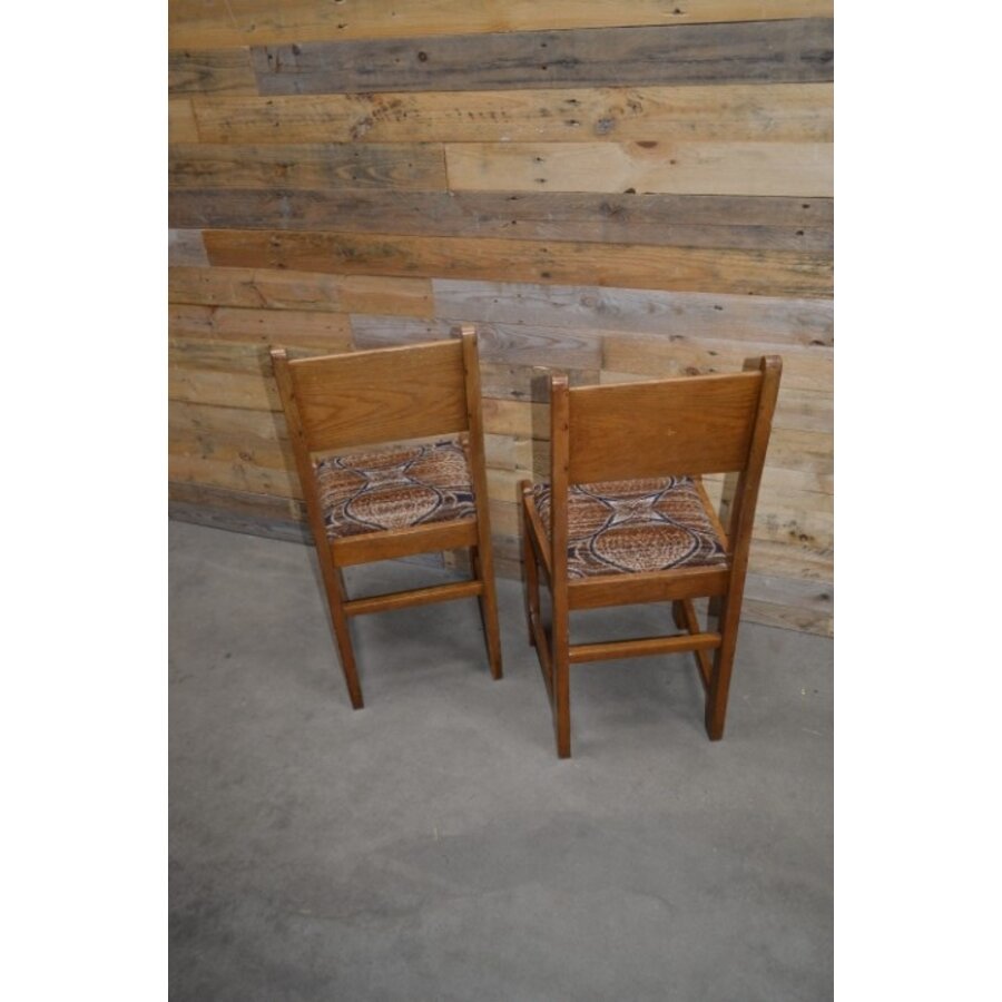 Set van 2 vintage blank eiken eetkamerstoelen – Jaren 50 retro stoelen-6