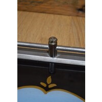 thumb-Antiek dienblad met geschilderd glas en zilverkleurig metalen frame-6