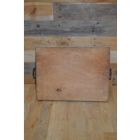 thumb-Antiek dienblad met geschilderd glas en zilverkleurig metalen frame-7