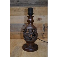 thumb-Handgesneden tropisch hardhouten schemerlamp met Afrikaanse mensfiguren-1
