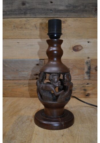 Schemerlamp mens figuren tropisch hout 