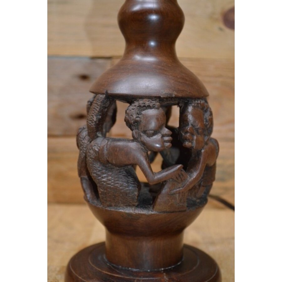 Schemerlamp mens figuur tropisch hout-3