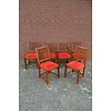LoodsVol, Tweedehands Zes eiken Schuitema Jugendstil eetkamerstoelen met rode zitting