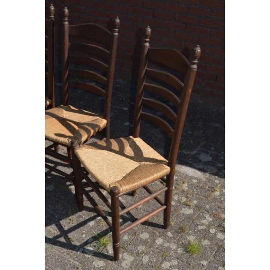 Knopstoelen donker eiken set van 4-2