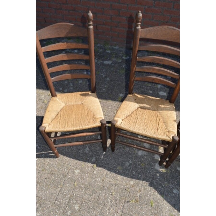 Knopstoelen donker eiken set van 4-5