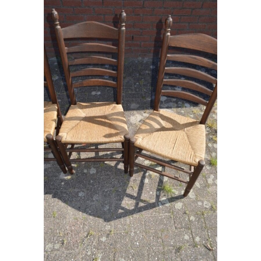 Knopstoelen donker eiken set van 4-6