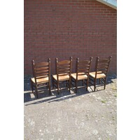 thumb-Knopstoelen donker eiken set van 4-7