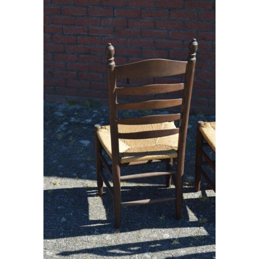 Knopstoelen donker eiken set van 4-8